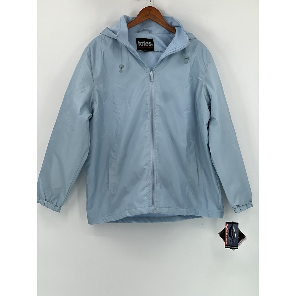 Totes‎ Fleece-Lined Windbreaker Full Zip Jacket Women's Large Blue Hoodie